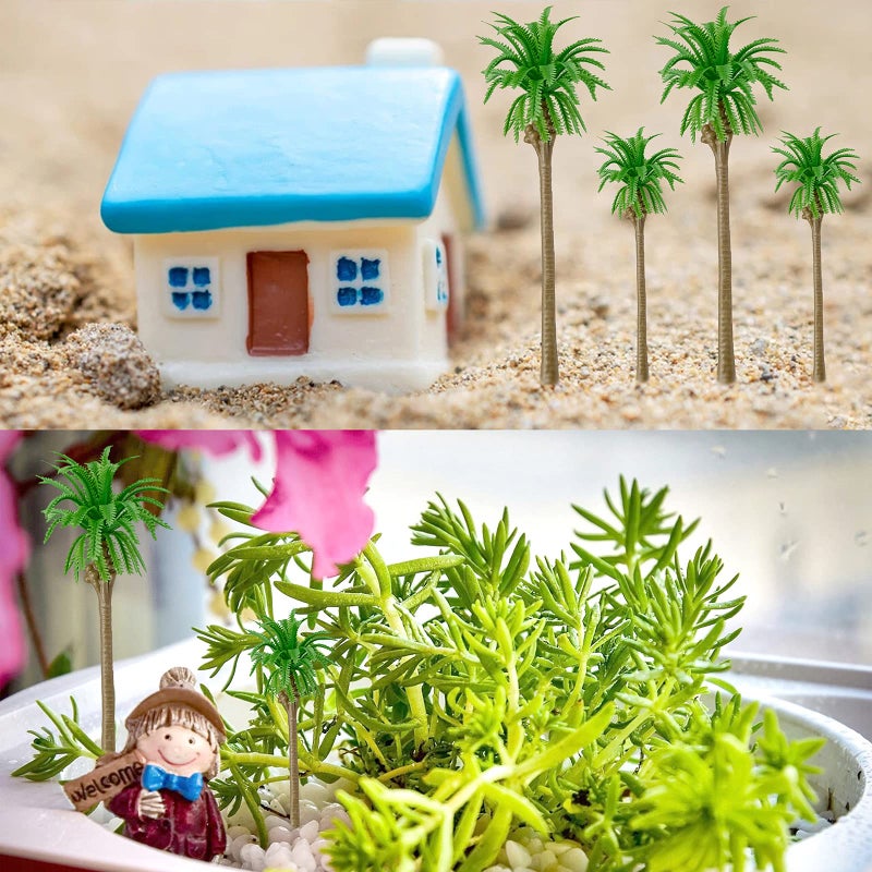 BLLREMIPSUR 12PCS Model Coconut Palm Tree, Mini Scenery Model Tree for Train Railway Scenery, Diorama, Cake Topper, Miniature Garden, Plant Pots Bonsai Craft, Micro Landscape Sandbox - Image 5